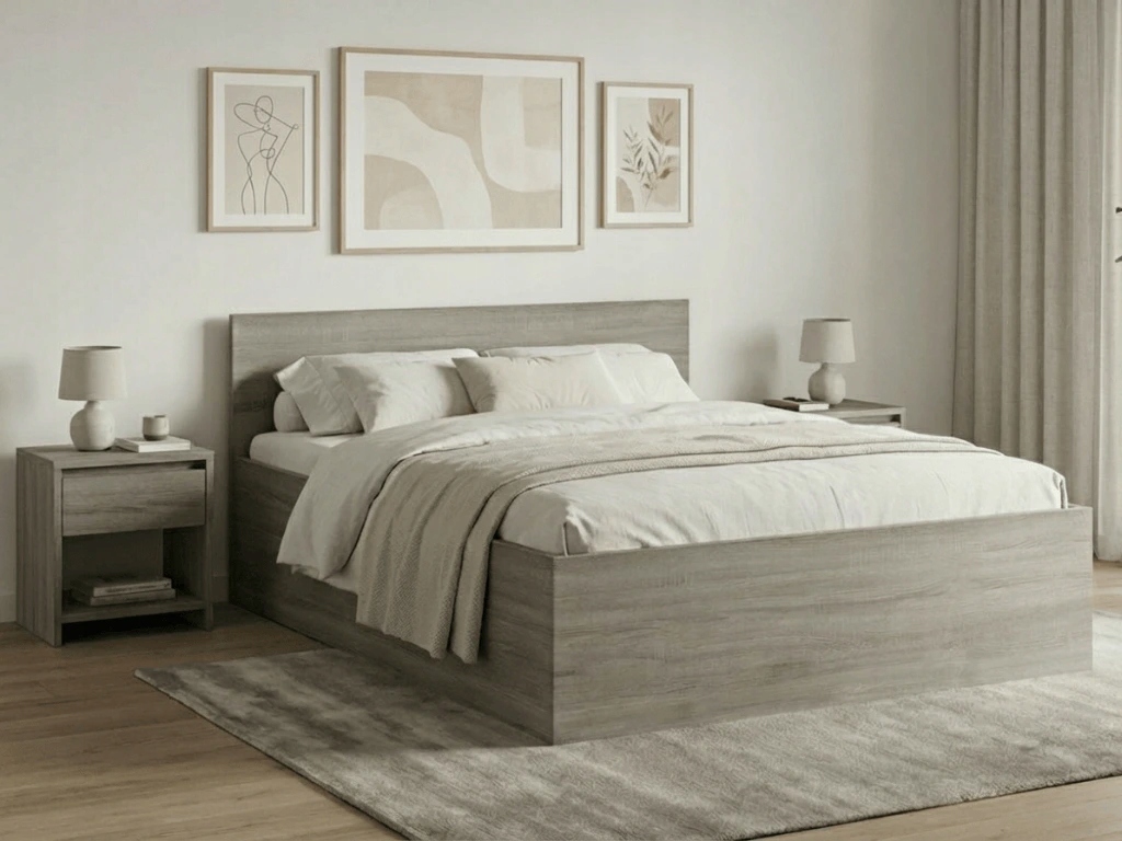 Postel Sofia 160×200 cm, dub lanýž bez roštu, matr. Deluxe 10 cm