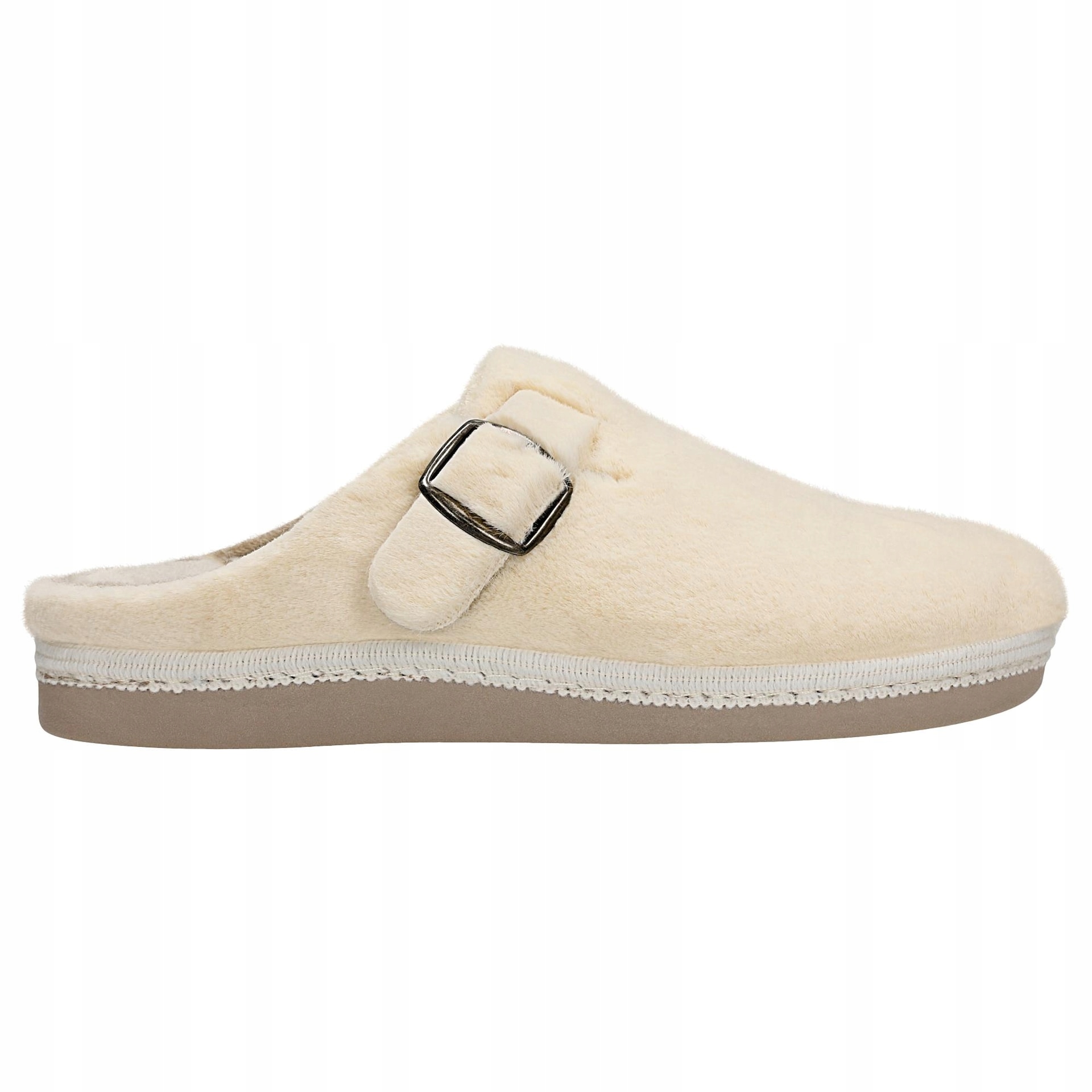 Béžové dámské pantofle s měkkou syntetickou kožešinou vel. 39