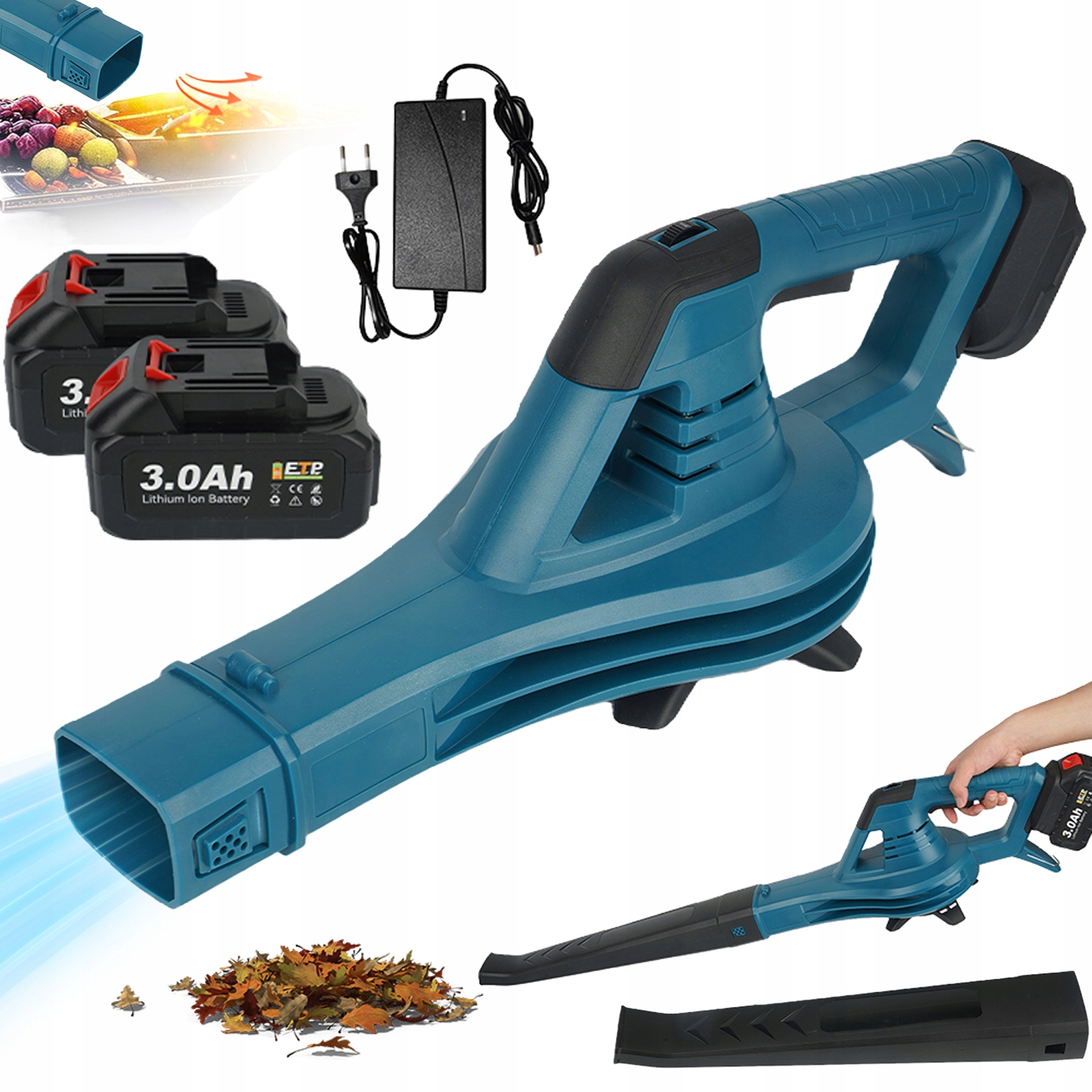 Výkonný Foukač Na Zahradu 20V 2X Akumulátor 2AH 750W