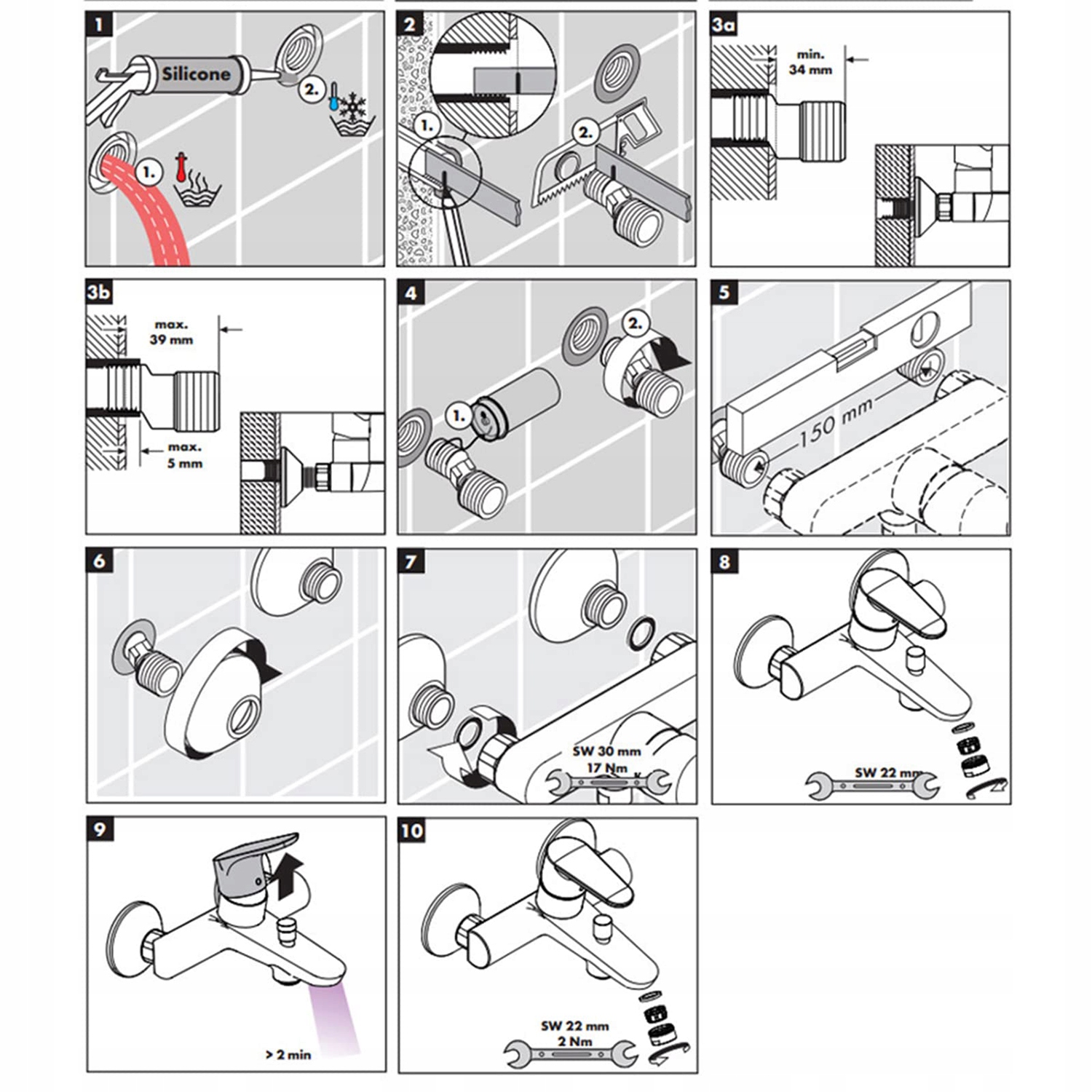 BATERIA NATRYSKOWA PRYSZNICOWA WANNOWA ŚCIENNA CHROM POŁYSK ARMATURA Kod producenta AF0
