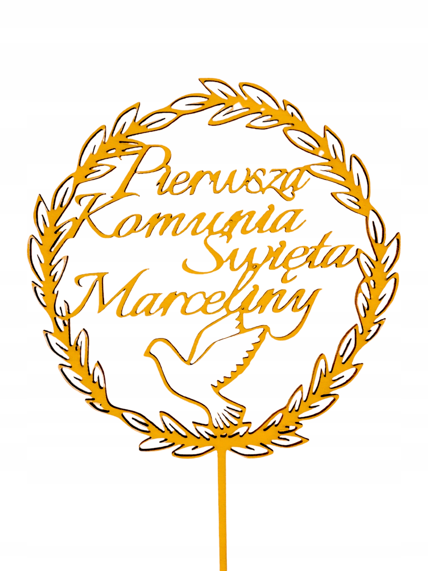 

Topper Na Tort Komunia Świeta Z Imieniem Napis