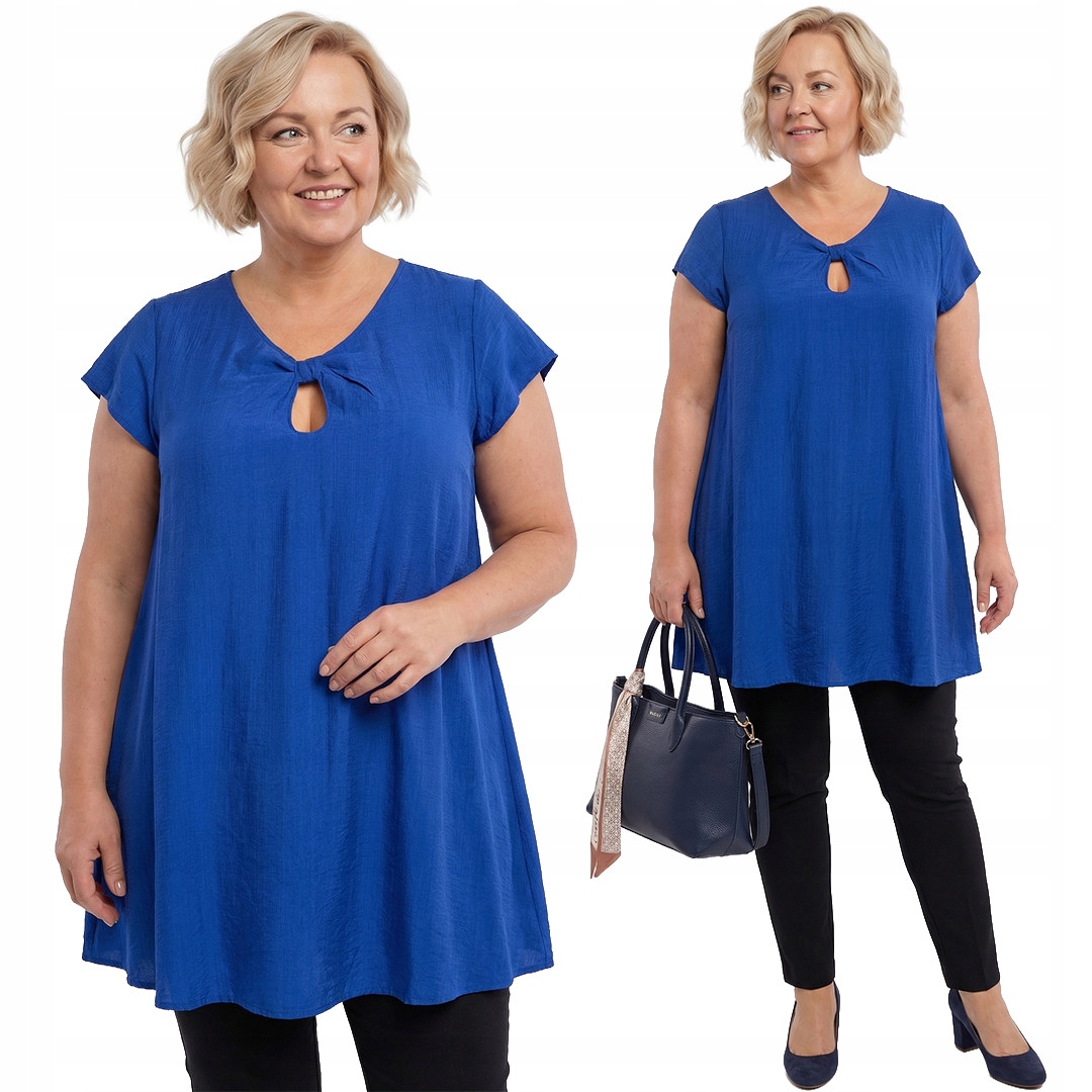 Chabrová tunika s výstřihem plus size velikost 56