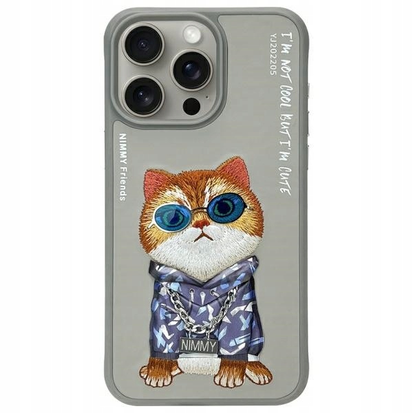 Pouzdro Nimmy Glasses Cool Cat Gray Pouzdro iPhone 15 Pro
