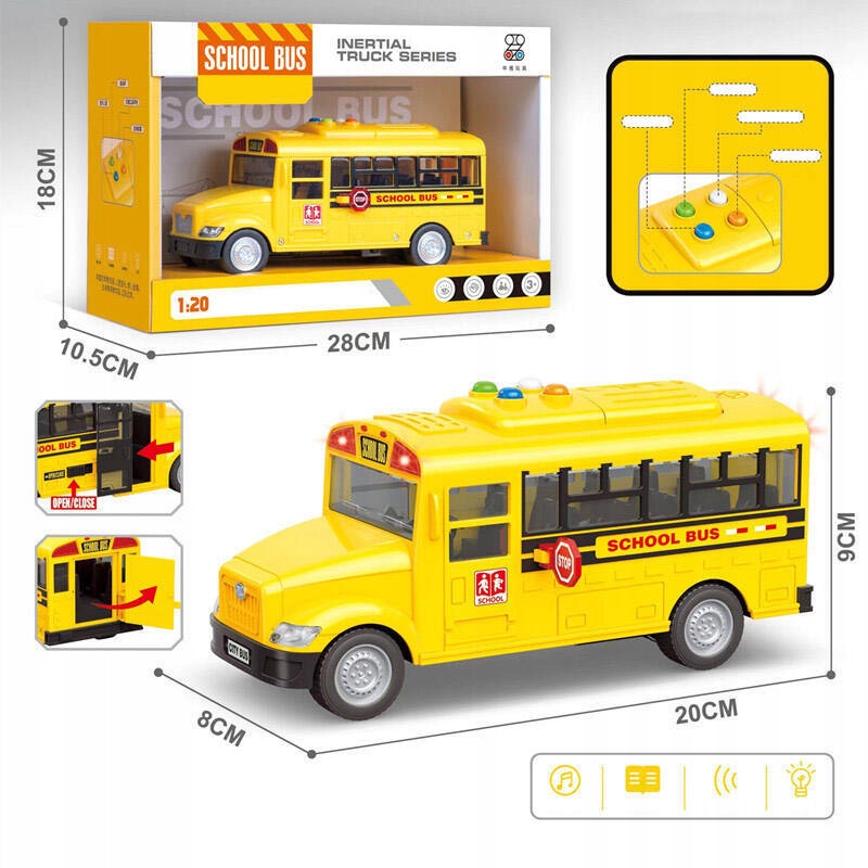 AUTOBUS SZKOLNY Otwierane drzwi światła LED AUTO Żółty BUS • Opinie ...