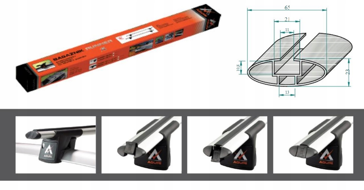 Bagażnik dach belki AGURI VW Touran 2003-2014 Kolor srebrny