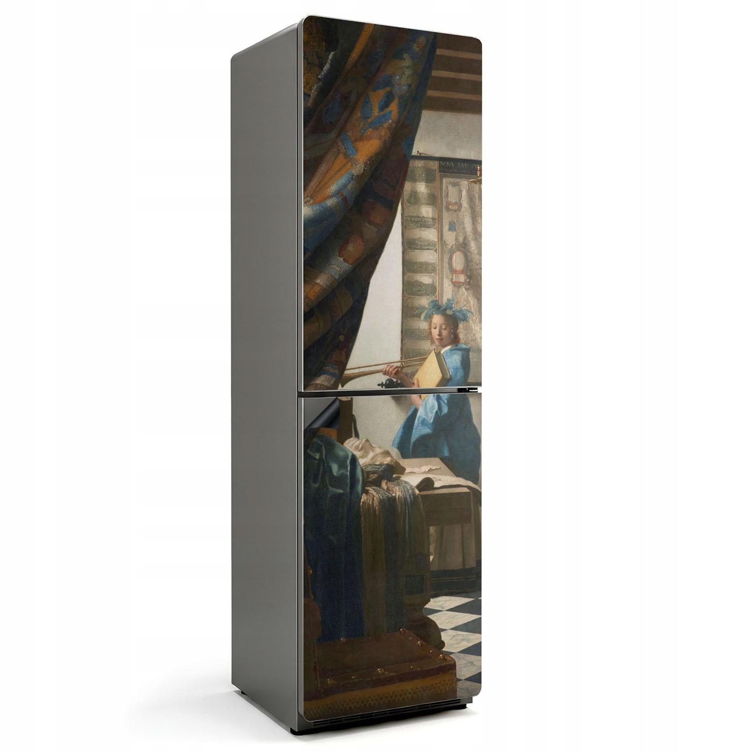 Magnetická krytka na chladničku XL Alegoria maľby Jan Vermeer 60x205