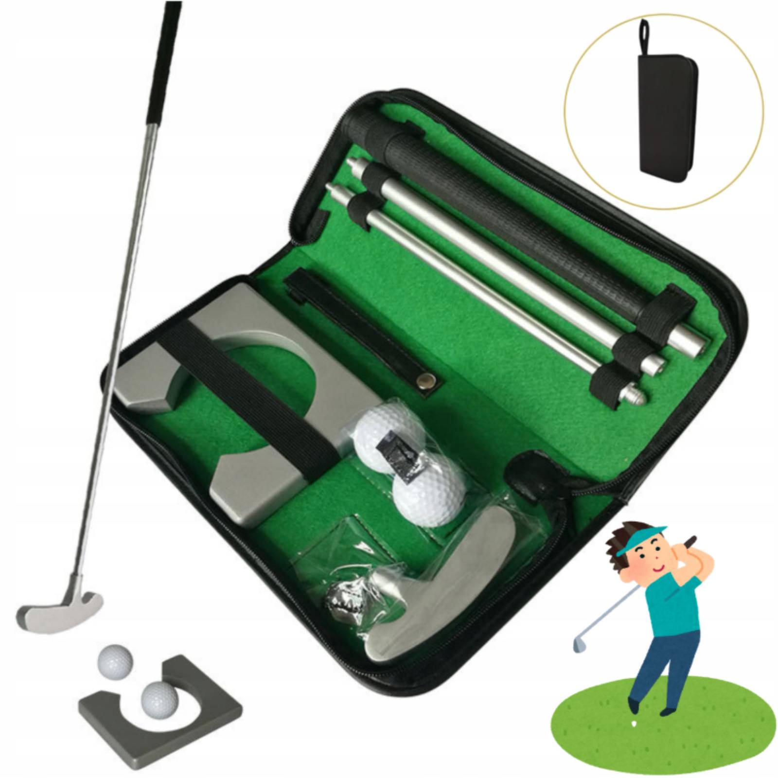 Golfová Tréninková Sada Cvičební Mini Golfový Putter Akcesoria Přenosná