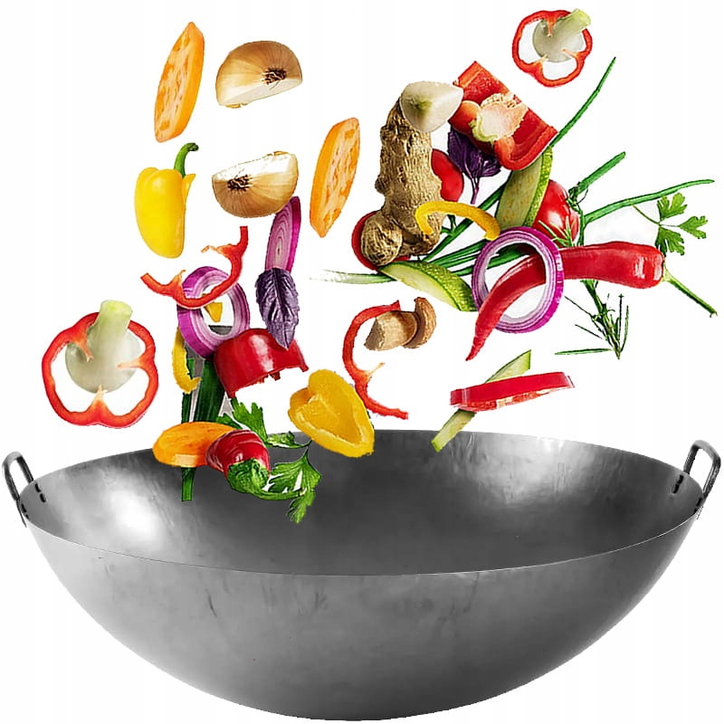 Panvica Čínsky Wok Ručne Kovaná Uhlíková oceľ Stredná 18 palcov 45 cm Proorient