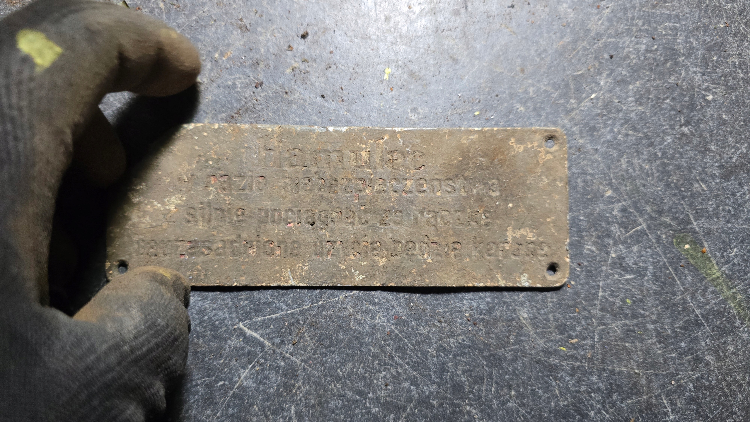 STARA ZABYTKOWA TABLICZKA HAMULEC W RAZIE NIEBEZPIECZEŃSTWA