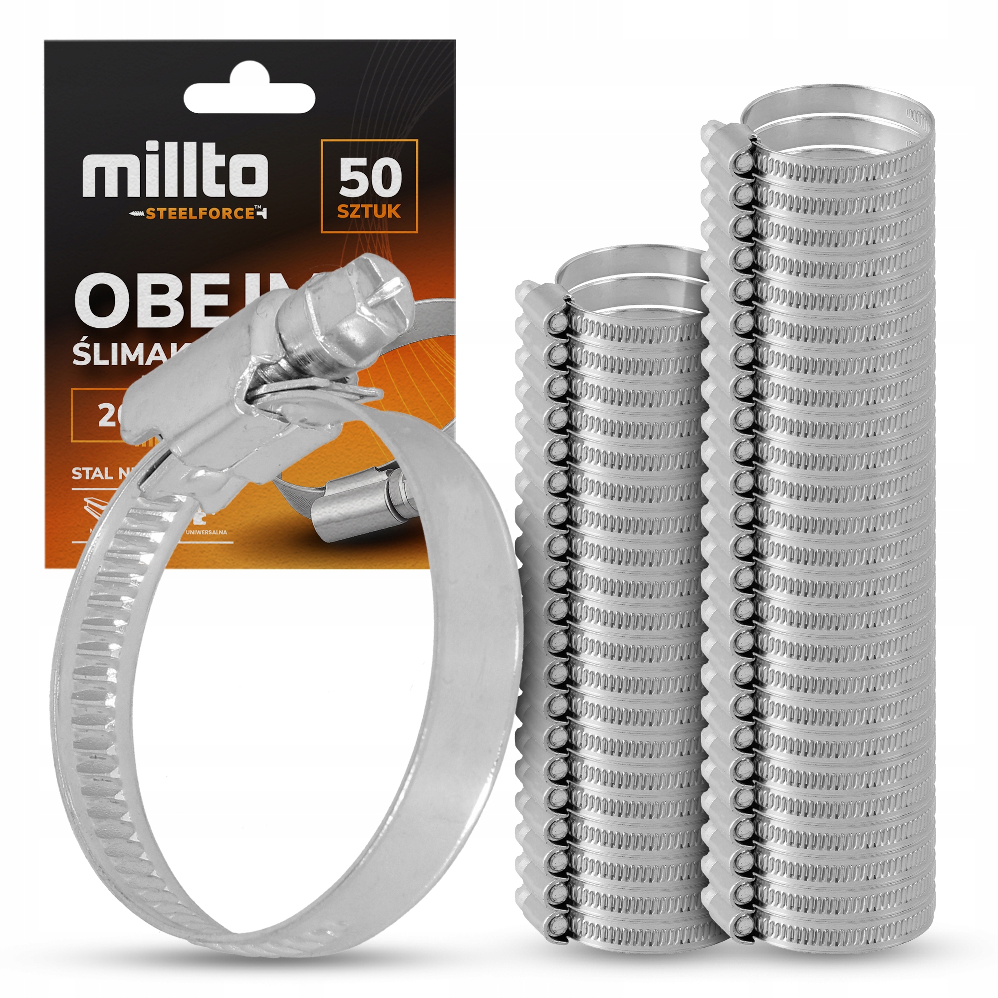 50x Opaska Zaciskowa Metalowa 20-32 Cybant Obejma Ślimakowa Skręcana S Nq-m