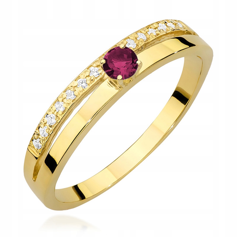 Zlatý Prstýnek 585 s Rubínem 0,15 a Brilianty