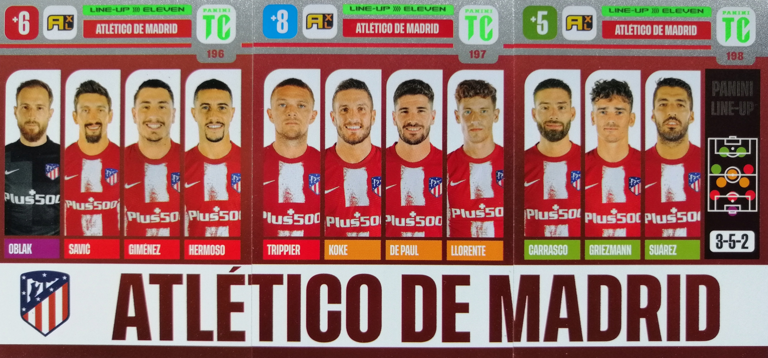 Panini Top Class Line-up Atletico 196 197 198