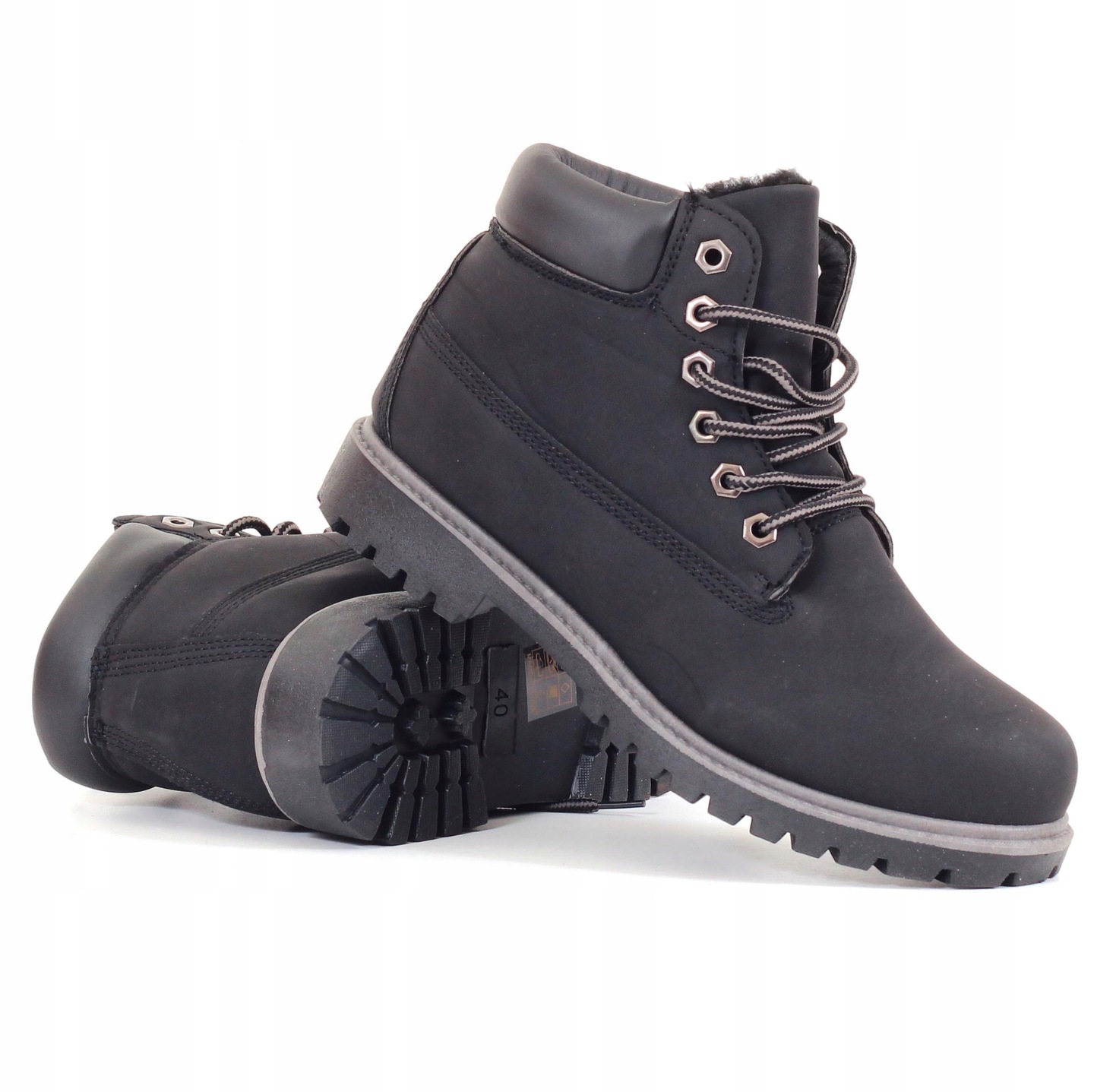 BUTY ZIMOWE BOTKI TRAPERY OCIEPLANE DAMSKIE Kolor czarny