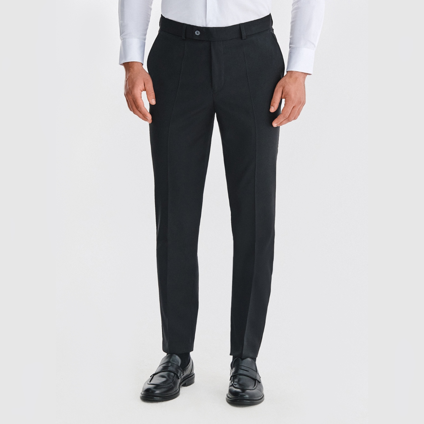 Černé oblekové kalhoty 100% vlna Slim Fit Pako Lorente vel