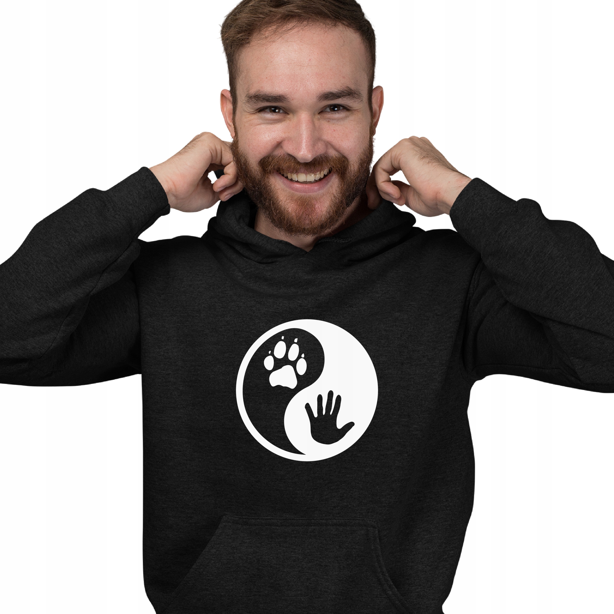 

Bluza Z Kapturem Yin Yang Psie Łapy Pies Człowiek