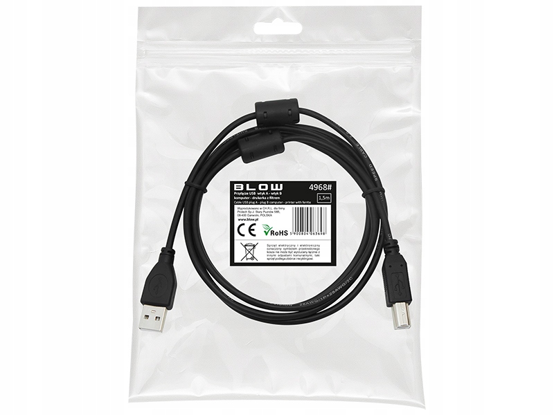 Kabel USB A - USB B Blow 4968# 1,5 m czarny