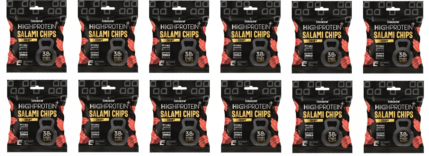 Levně 12 x 25 g Sokołów Salami Chips crispy High Protein+ Karton