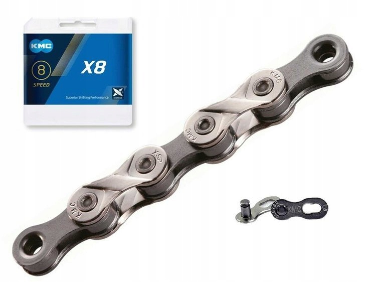 ŁAŃCUCH ROWEROWY KMC X8 6/7/8 RZĘDOWY DO ROWERU ze spinką PUDEŁKO BOX