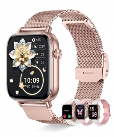 Smartwatch z funkcją telefonu o przekątnej ekranu 1,83" Erkwei 4 paski