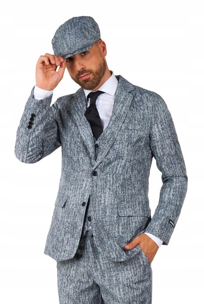 Pánský Oblek Gangster Šedý Suitmeister Licence Převlek Slim Fit S