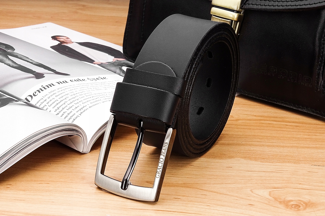 PASEK MĘSKI GRACIO BIZNES SKÓRZANY SZEROKI 4 DŁUGI Model GMJ