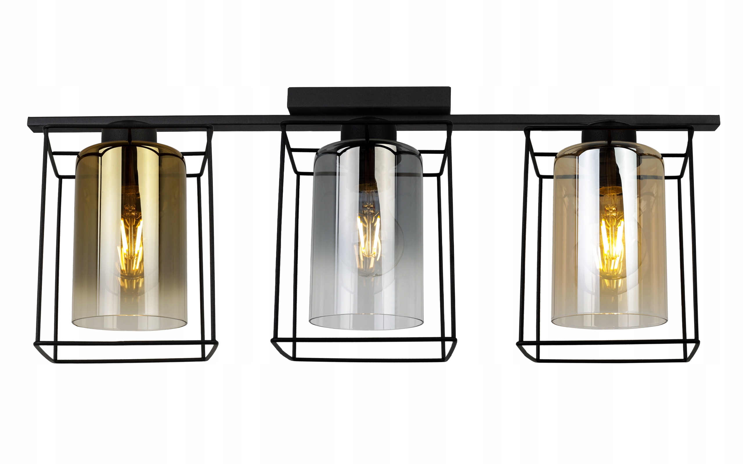 Závesná Stropná Lampa Luster Čierna Trojná Glamour Loft Moderná