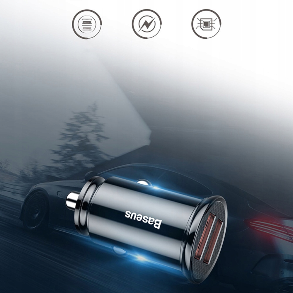 BASEUS CIRCULAR ŁADOWARKA SAMOCHODOWA DO AUTA 2XUSB QC QUICK CHARGE 30W Kod producenta CCALL-YD01
