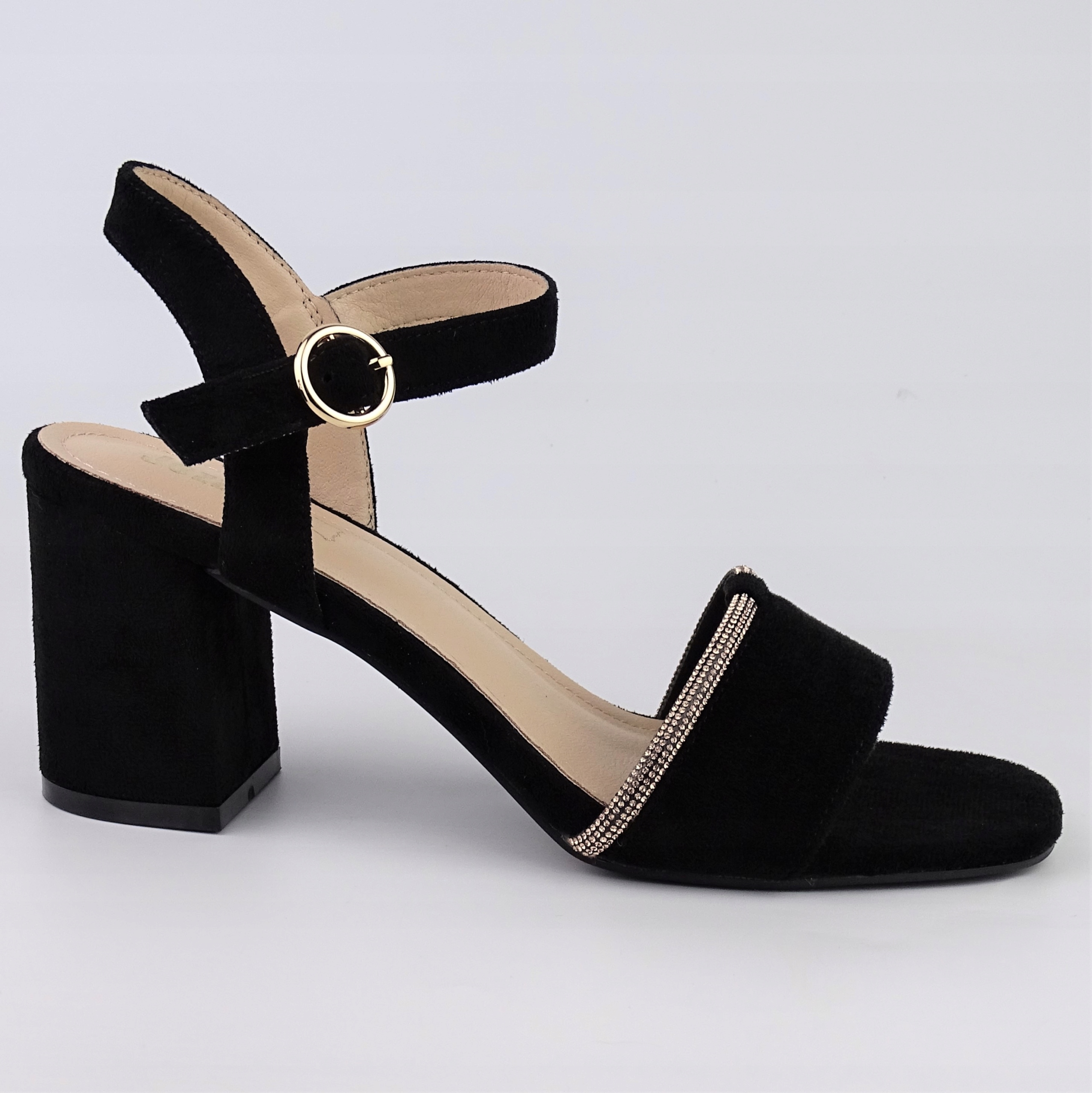 CZARNE SANDAŁY DAMSKIE ZAMSZOWE NA SŁUPKU r 37 Rozmiar 37