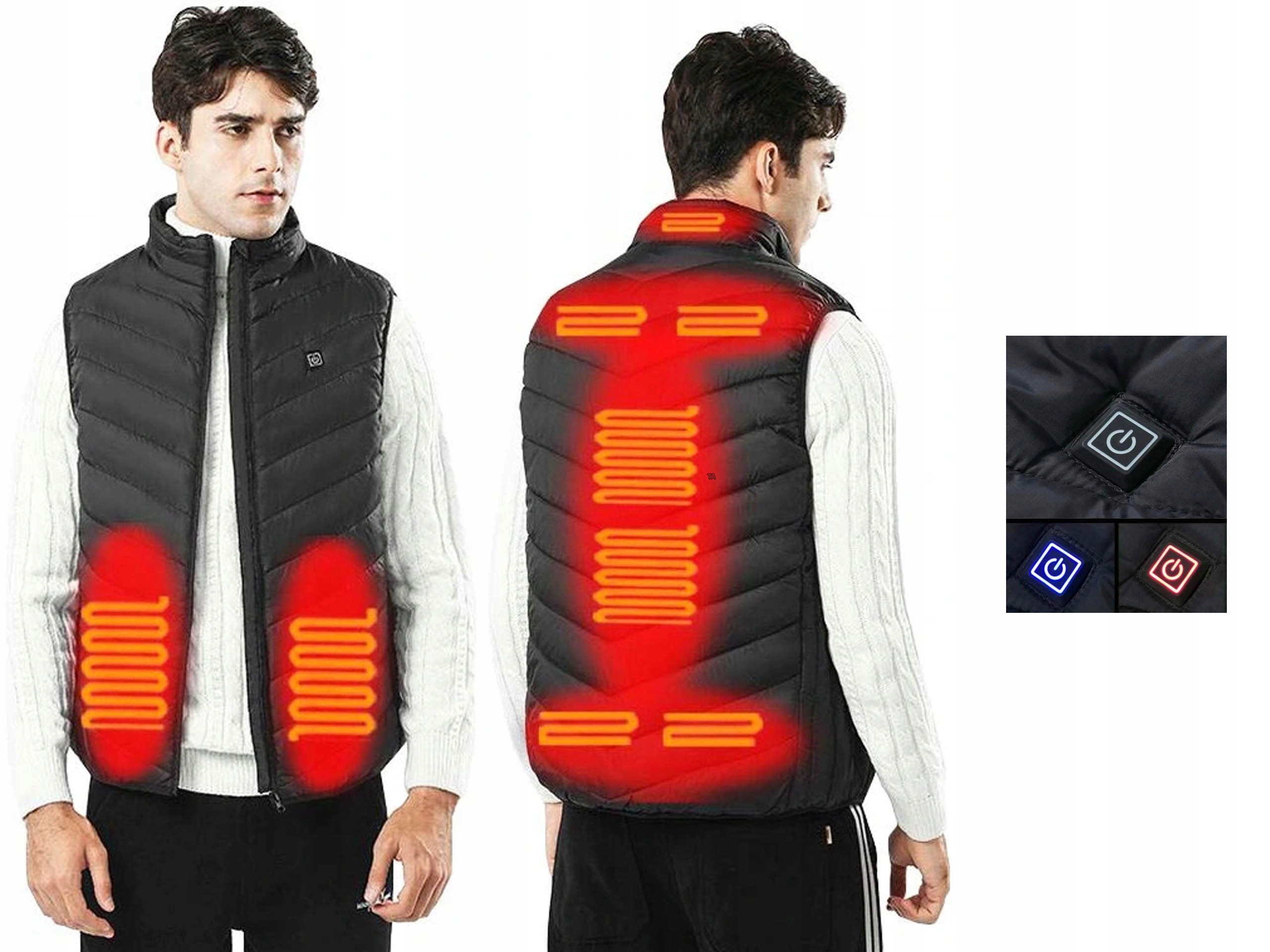 CIEPŁA KAMIZELKA PODGRZEWANA OCIEPLANA USB L 45C Model DOM-L79A