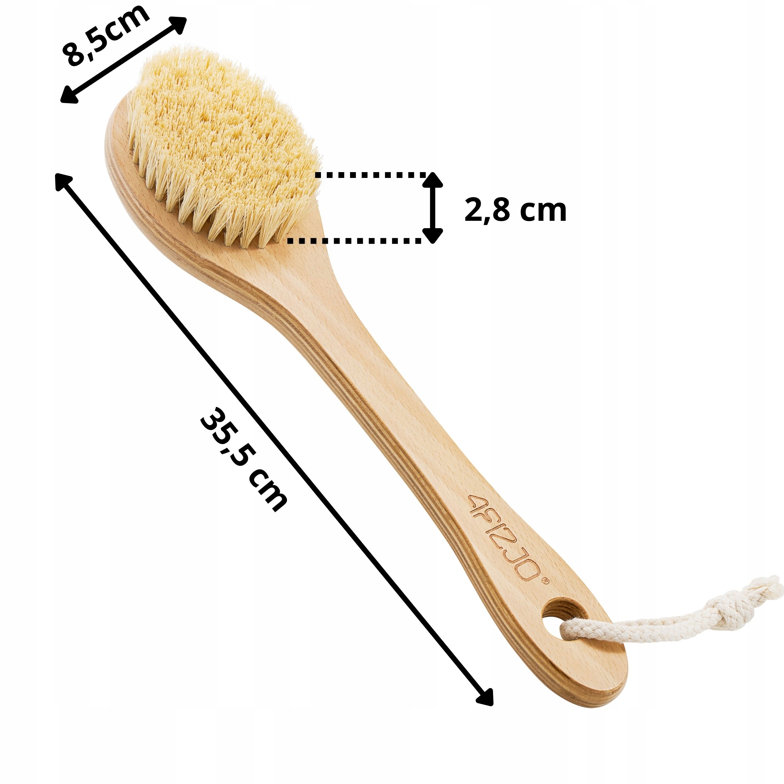 SZCZOTKA DO MASAŻU NA SUCHO I MOKRO TWARDA NATURALNE WŁOSIE JĘDRNA SKÓRA Kod producenta DB5