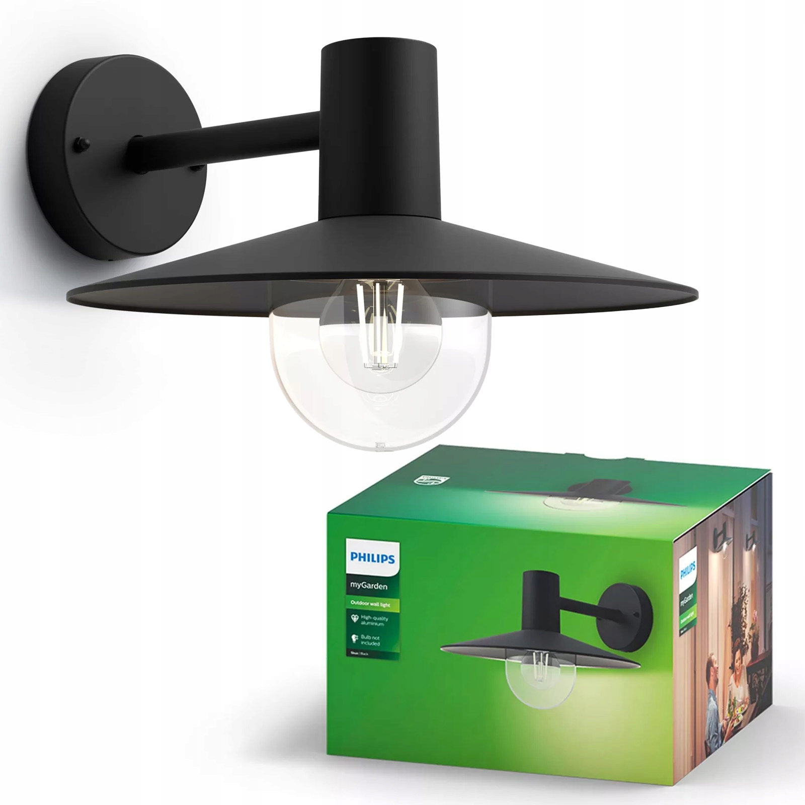 Zahradní Led lampa Fasádní nástěnné svítidlo Skua E27 Lampa Černá Philips