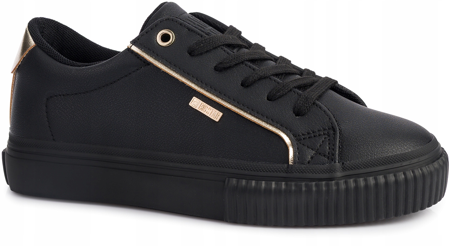 Damskie buty trampki Big Star sneakersy czarne ze złotycm ekoskóra r. 36