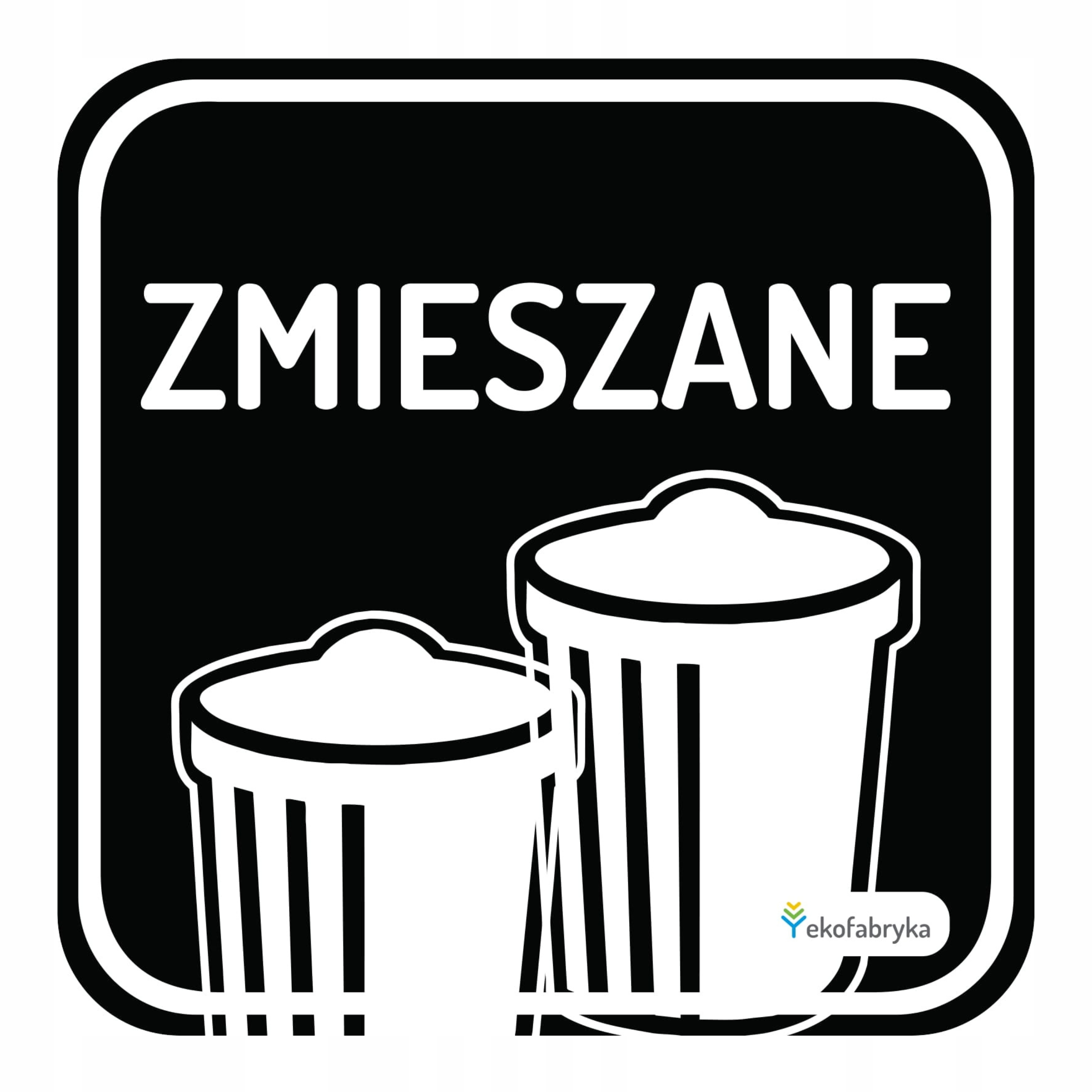 

Zmieszane Naklejka na kosz Segregacja śmieci 20cm