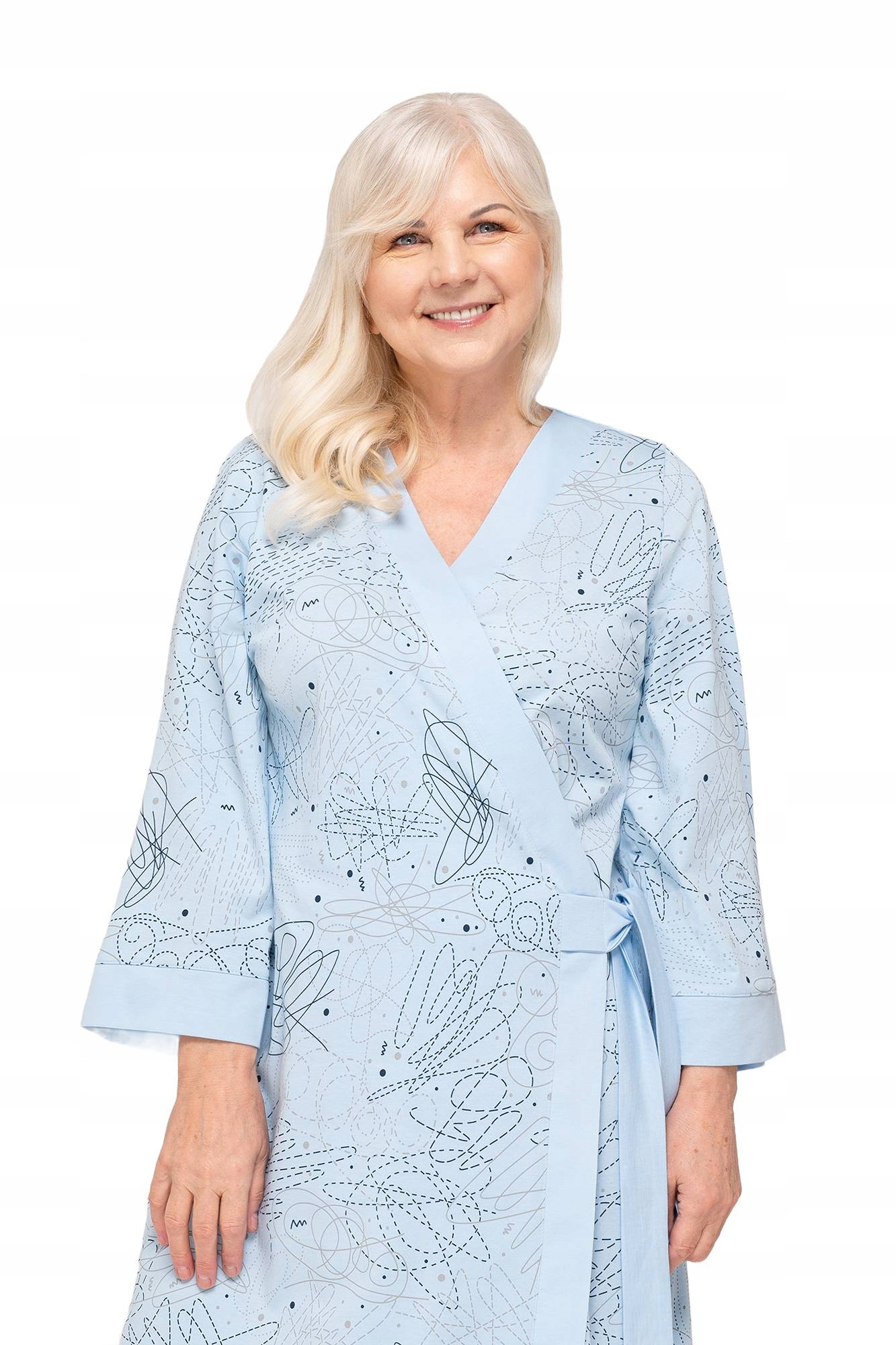 SZLAFROK DAMSKI L NIEBIESKI ELEGANCKI DŁUGI BŁĘKITNY PODOMKA BAWEŁNA BABCI Marka Martel