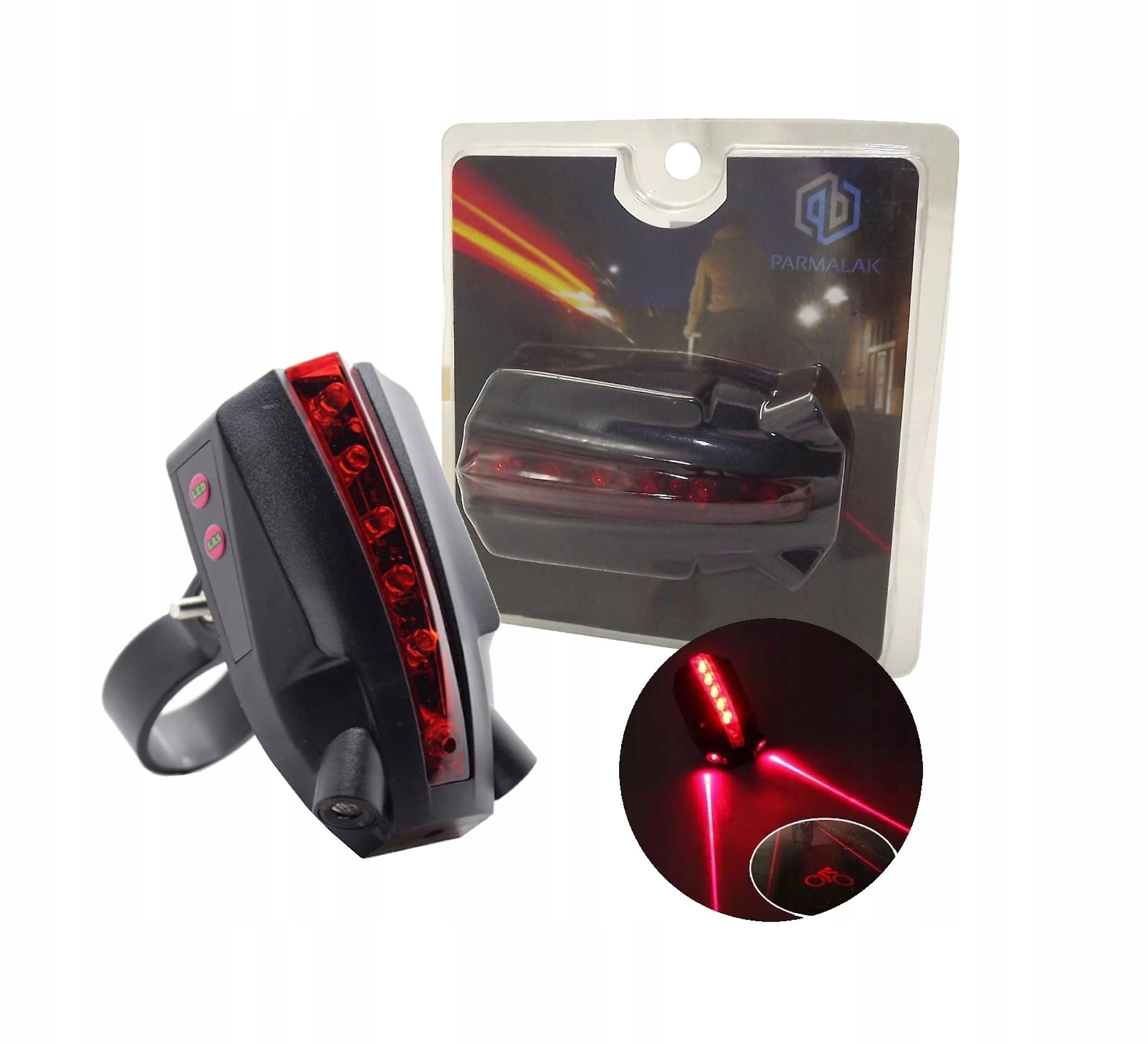 

Lampka Lampa Rowerowa Tylna Led Laser Ładowana Usb