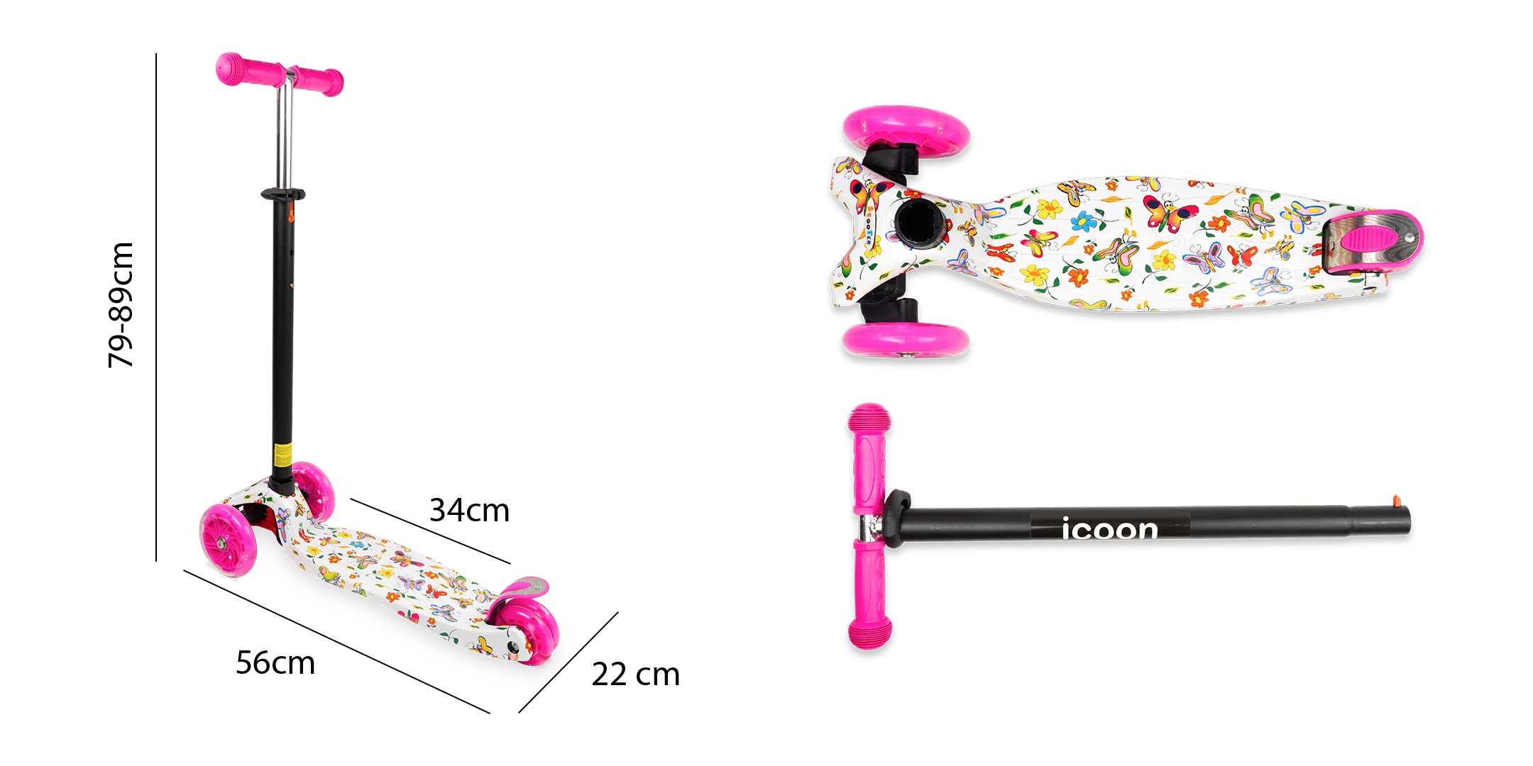 HULAJNOGA BALANSOWA TRÓJKOŁOWA KOŁA LED SKŁADANA Hamulec nie