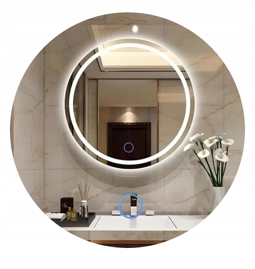 Okrúhle Zrkadlo 50 CM Led Dotykový Spínač Kúpeľňové Zrkadlo Led