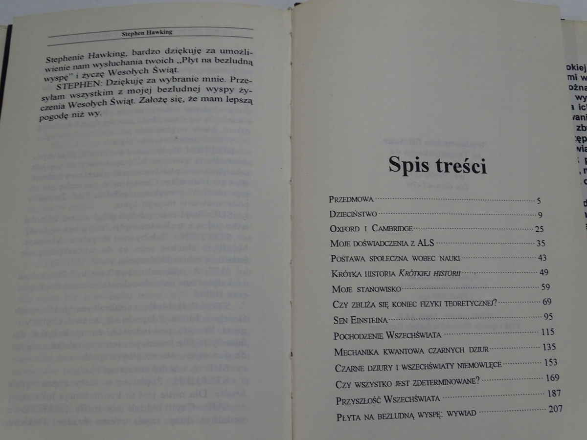 CZARNE DZIURY I WSZECHŚWIATY NIEMOWLĘCE HAWKING Język publikacji polski