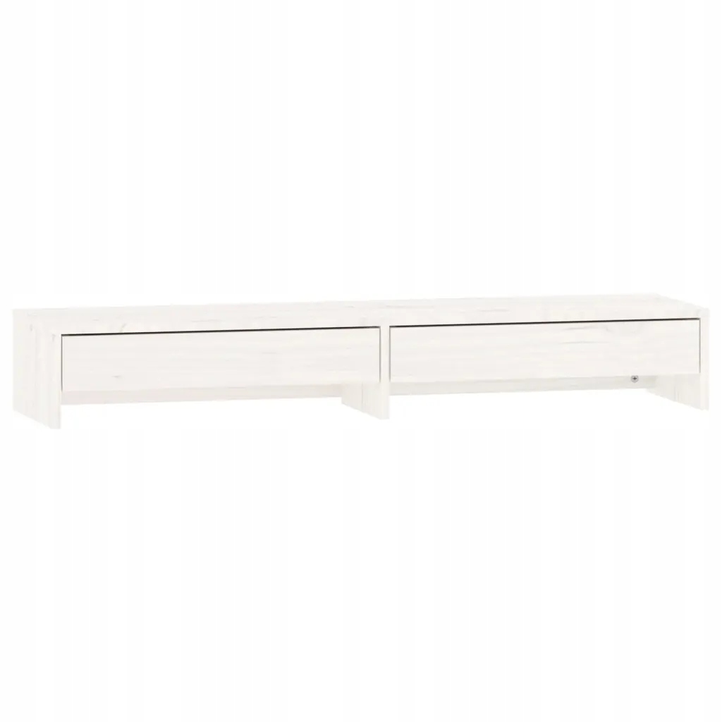 Bílá dřevěná podložka pod monitor s zásuvkami 100 x 27 x 15 cm