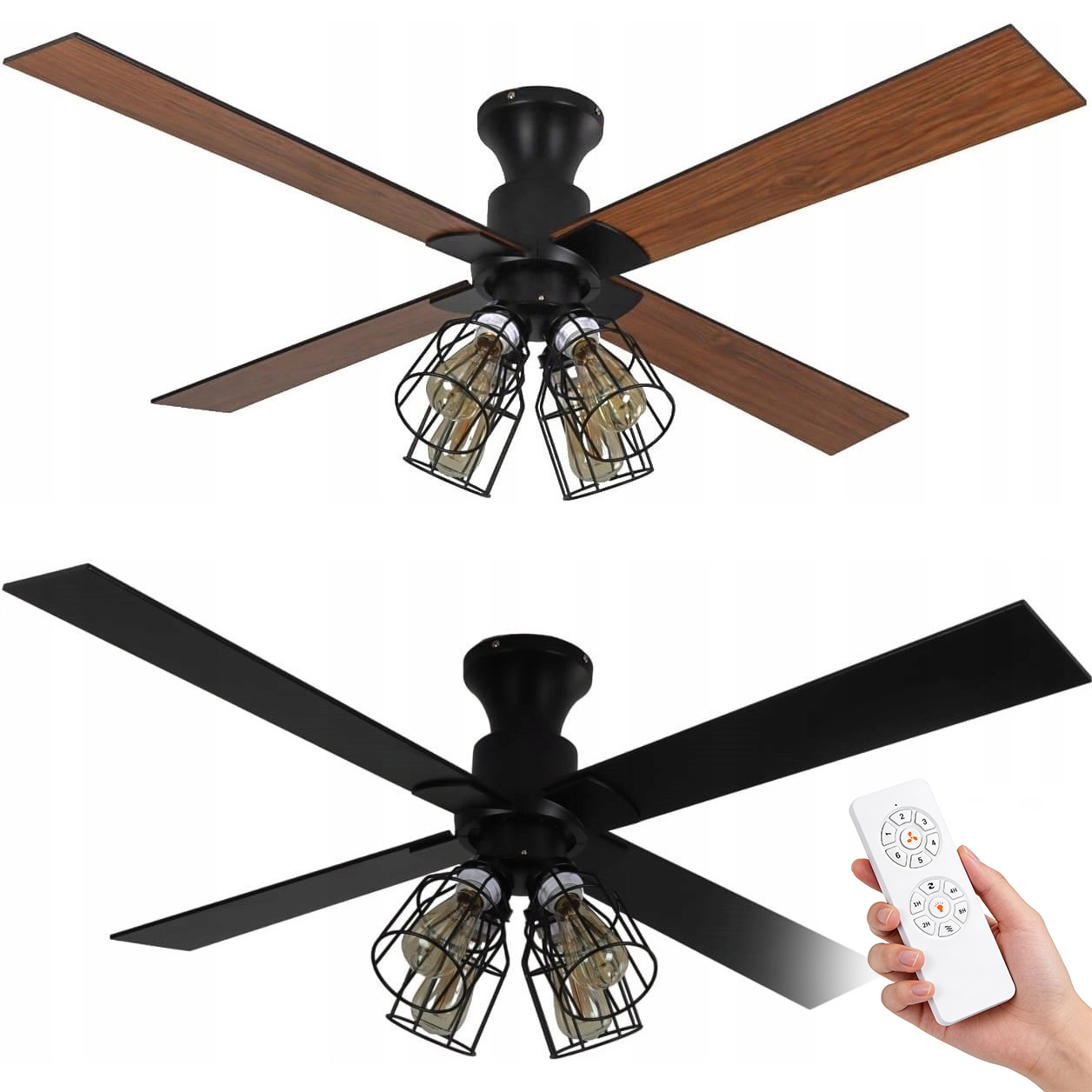 Stropný ventilátor Magnólia DC Dub/Čierny 132 cm Lampa Loft Diaľkový Ovládač