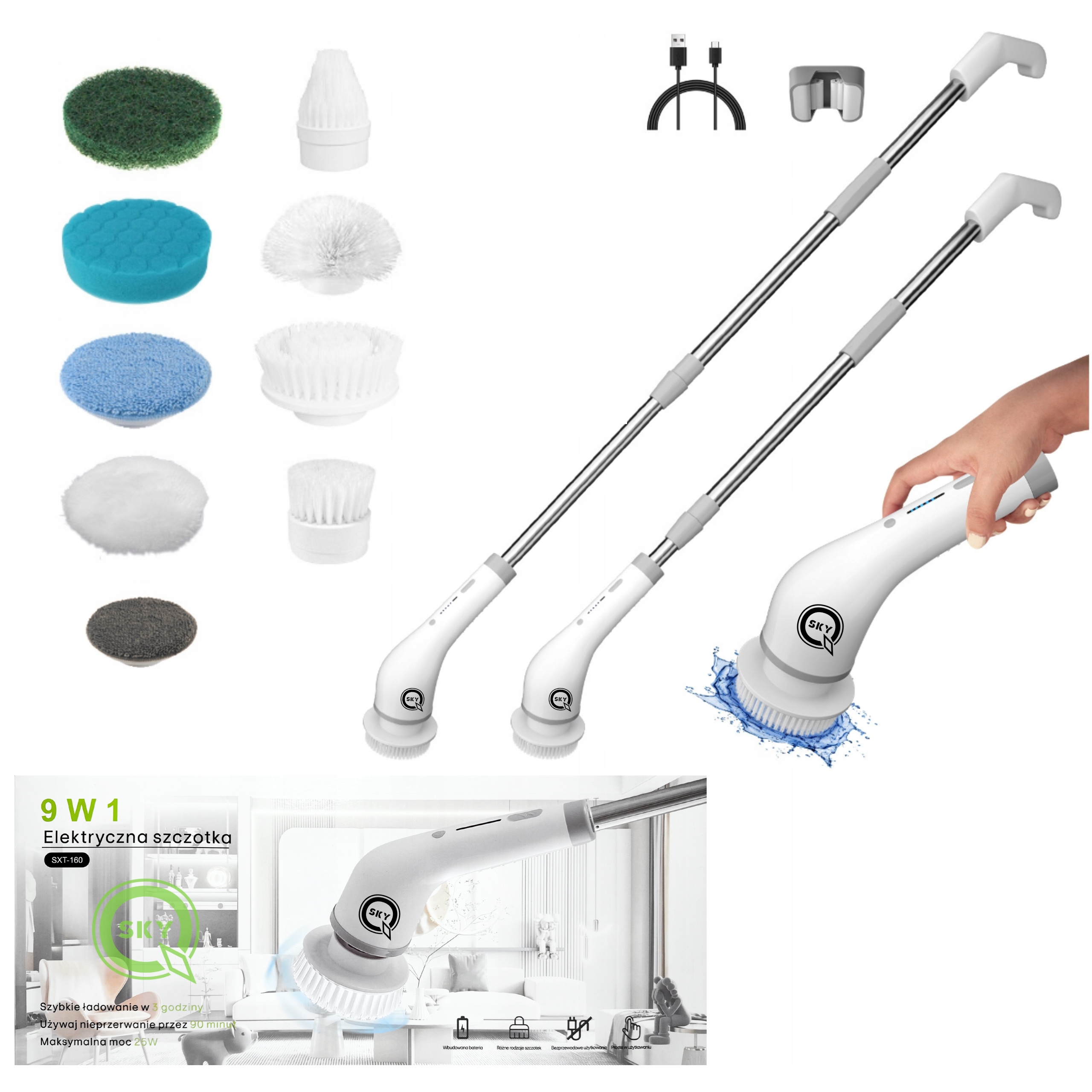 Rotační Elektrický Čisticí Mop 9V1 Pro Domácnost I Auto