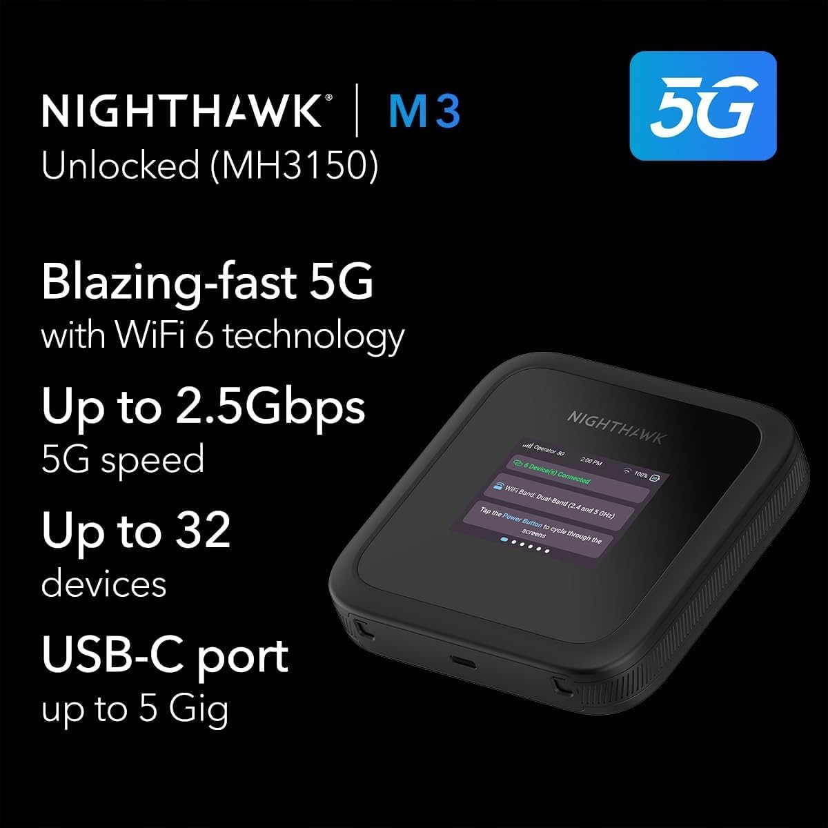 NETGEAR Nighthawk M3 Router 5G SIM Karta Mobilny Hotspot WiFi 32 Urządzenia — miniatura 2
