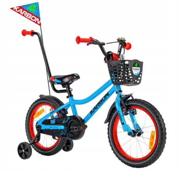 Rower Dziecięcy Karbon Rocket 16" Blue Red +Prowadnik +Kółka
