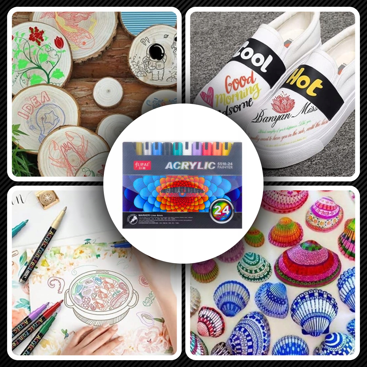 PISAKI FLAMASTRY MAZAKI MARKERY AKRYLOWE 24 KOLORY PROMARKERY ZESTAW+ETUI Marka JUPAI