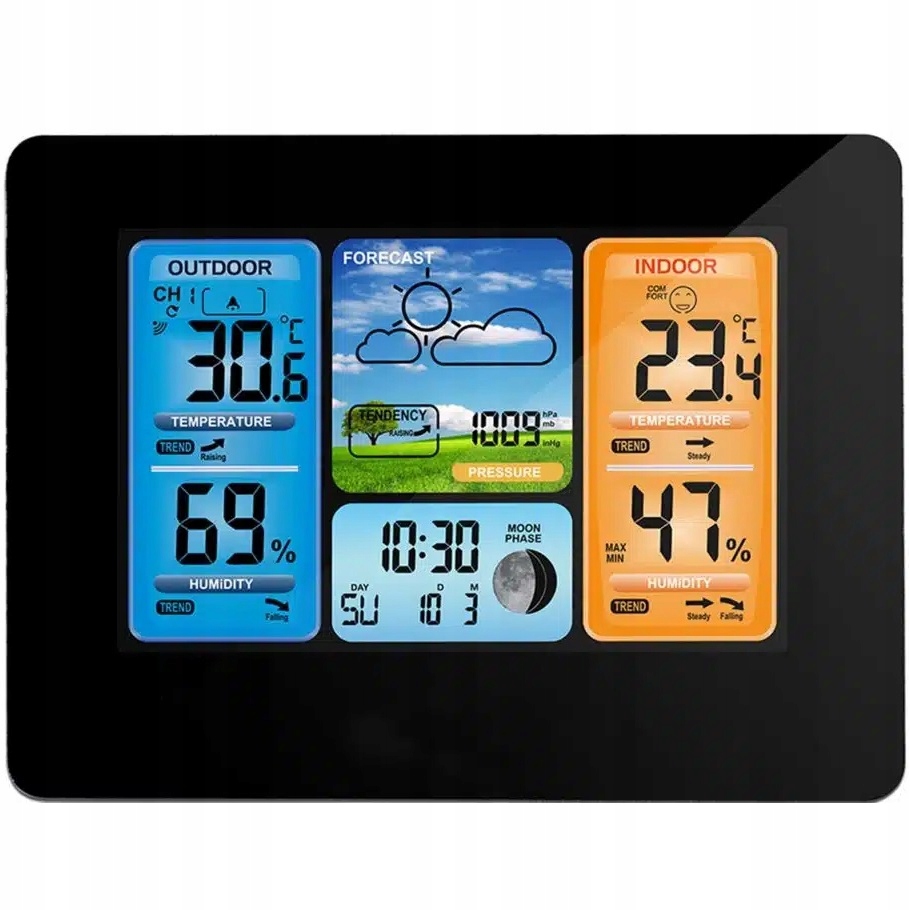 STACJA POGODOWA POGODY BEZPRZEWODOWA HIGROMETR TERMOMETR CZUJNIK ZEGAR DATA Marka IZOXIS