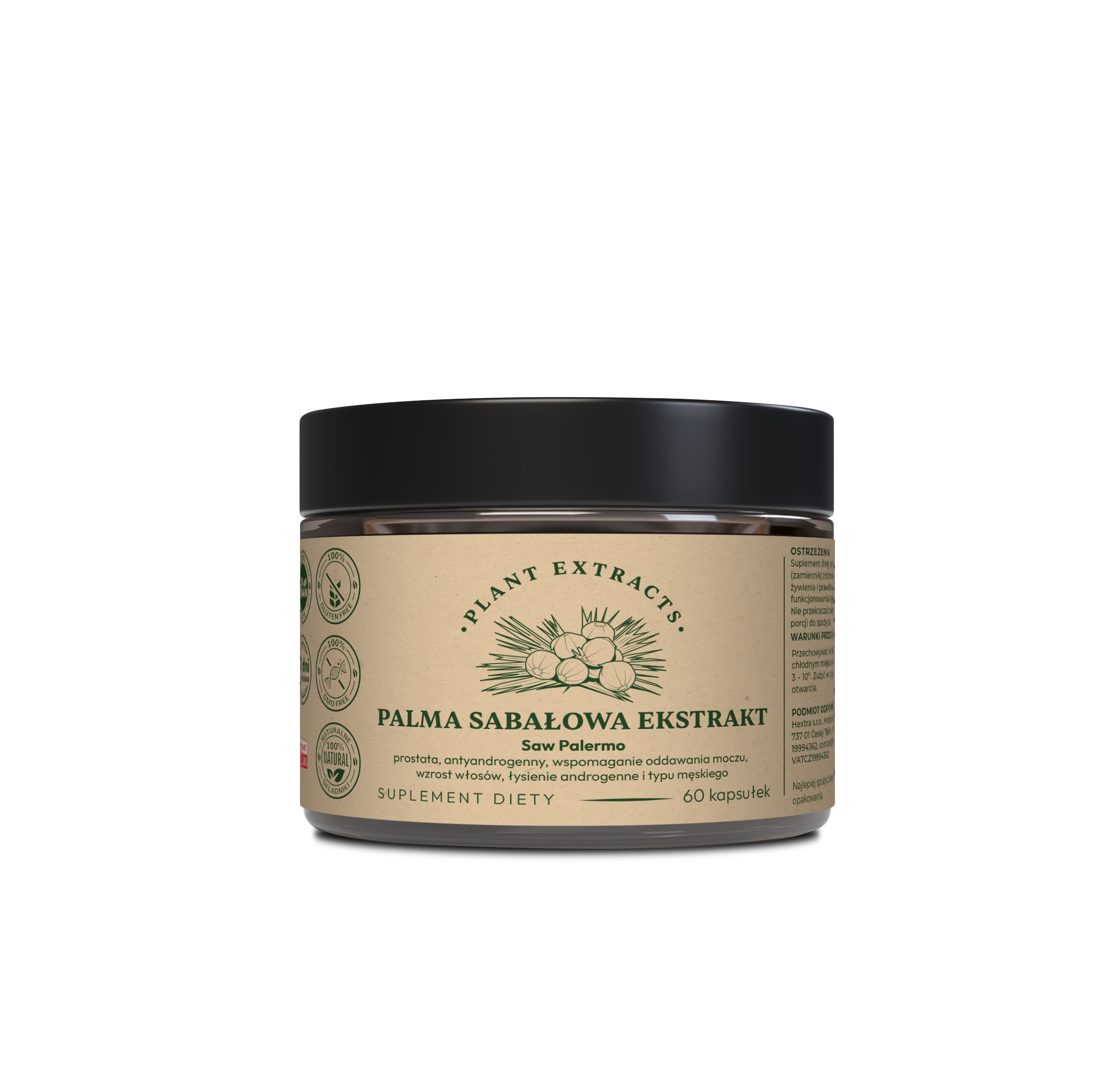 Suplement diety Hextra Plant extracts palma sabałowa ekstrakt 60 kapsułek