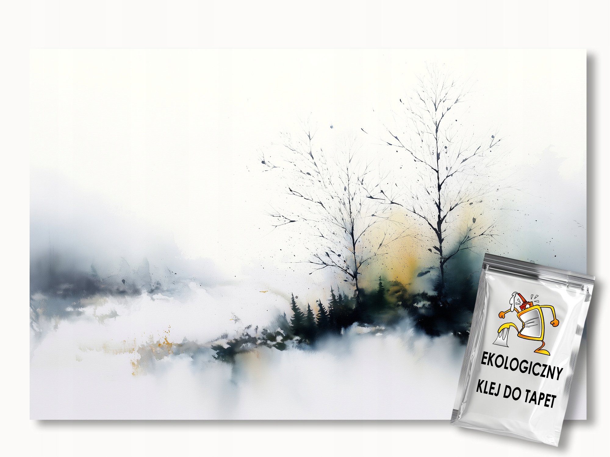 Fototapeta Flizelina Krajina Les Stromy Mlha Šedá Scandi 300x210 110g