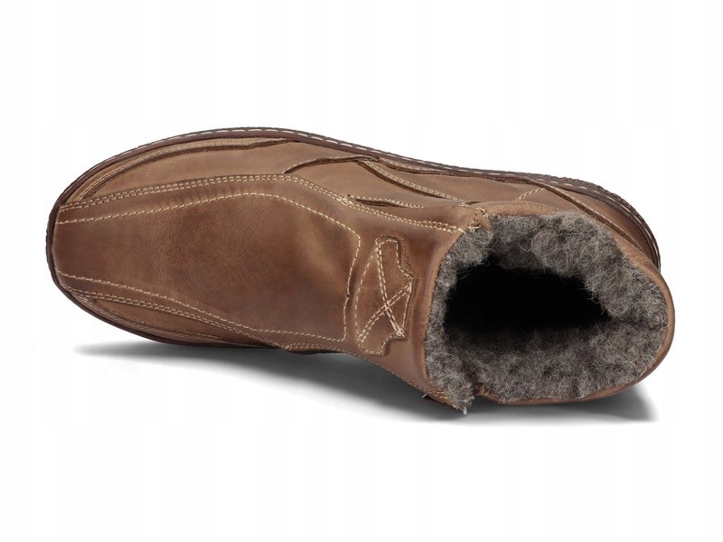 OBUWIE ZIMOWE MĘSKIE KOZAKI SKÓRA 151 BRĄZOWY 43 Długość wkładki 28 cm
