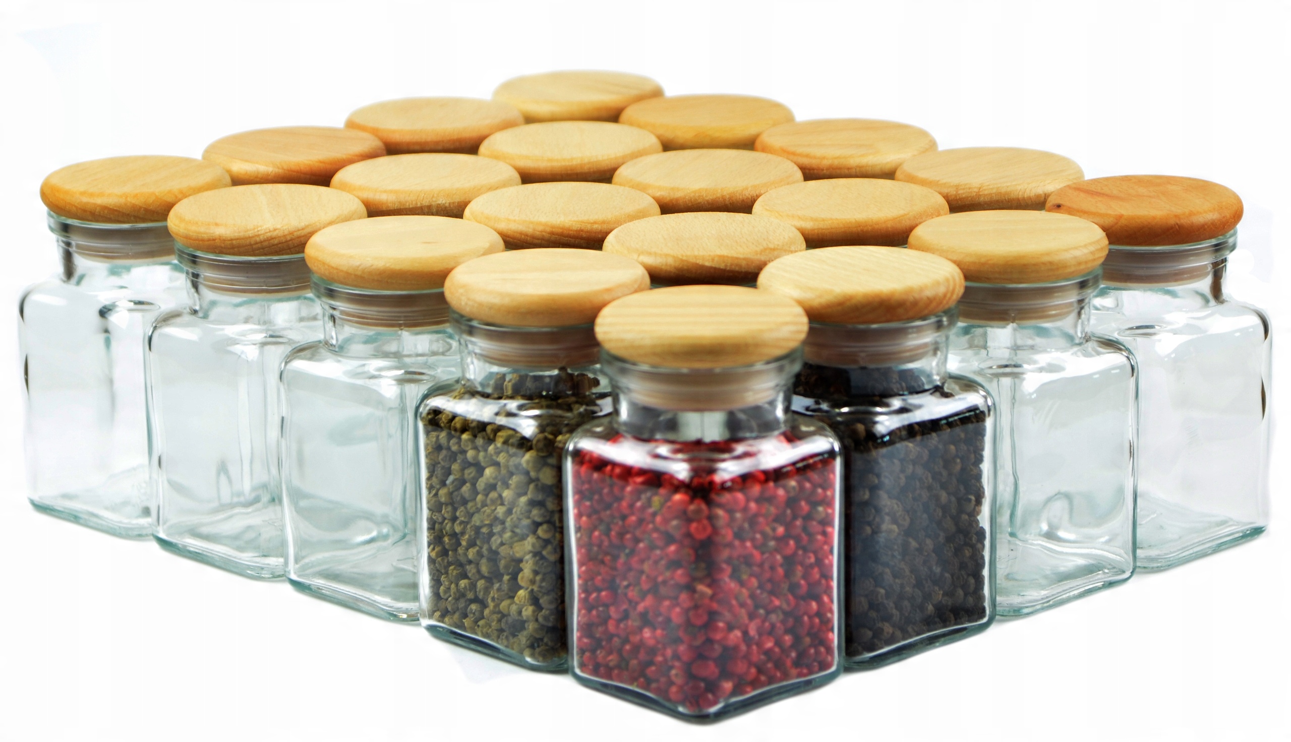 

20X Słoik z Drewnianym korkiem Do Przypraw 150ml