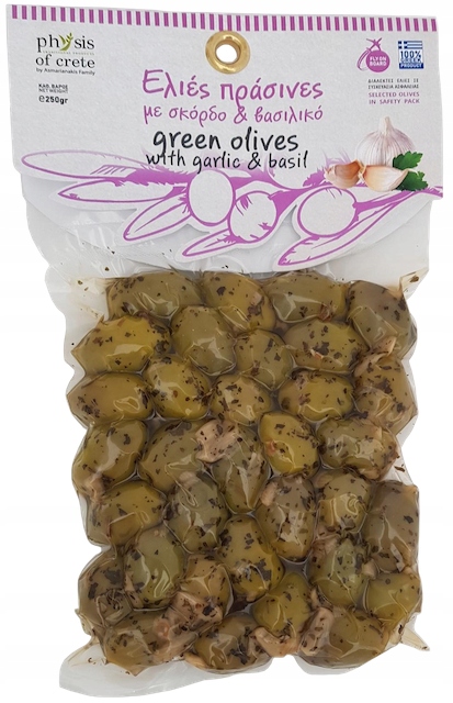 

Greckie oliwki niedrylowane czosnek bazylia 250g